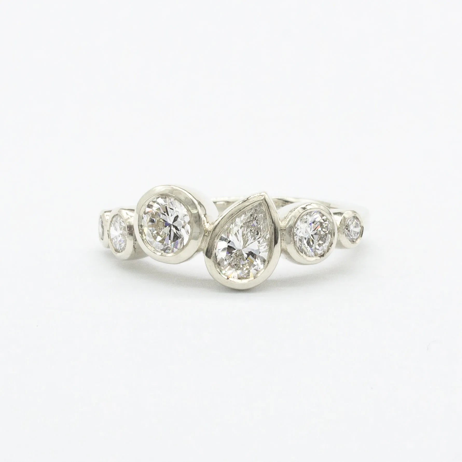 Asymmetric Cluster Bezel Set Diamond Engagement Ring Wild Fawn