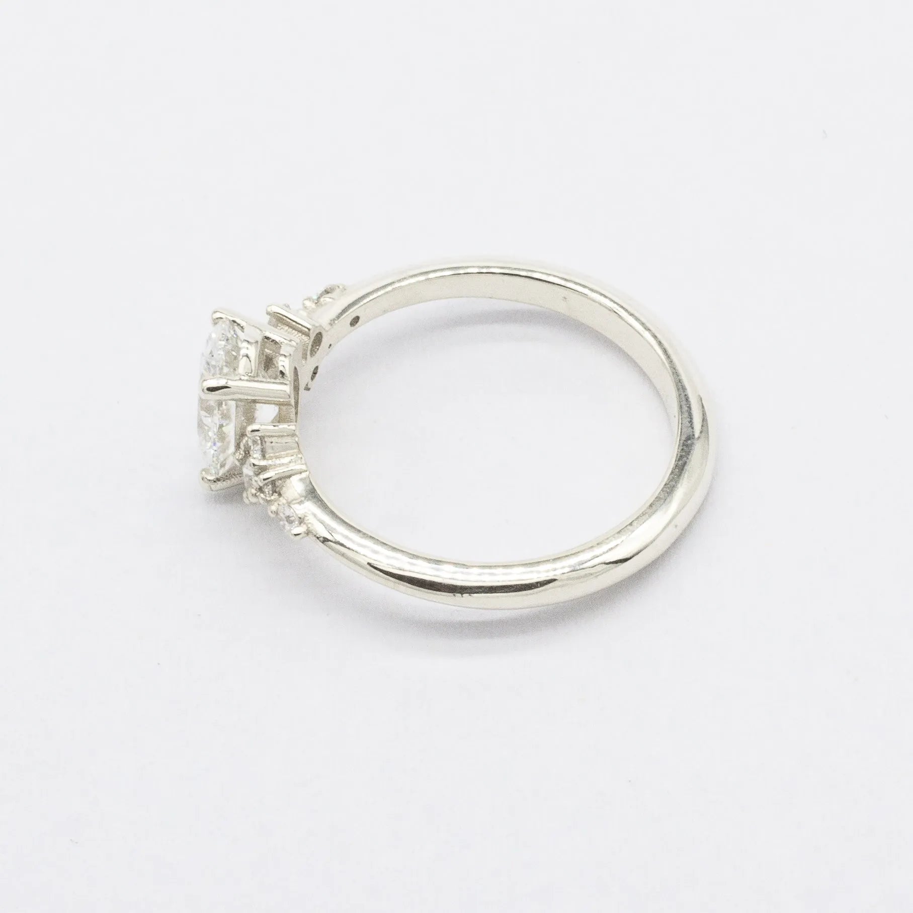 Oval Asymmetric Diamond Cluster Engagement Ring-Engagement Rings-Wild Fawn Jewellery