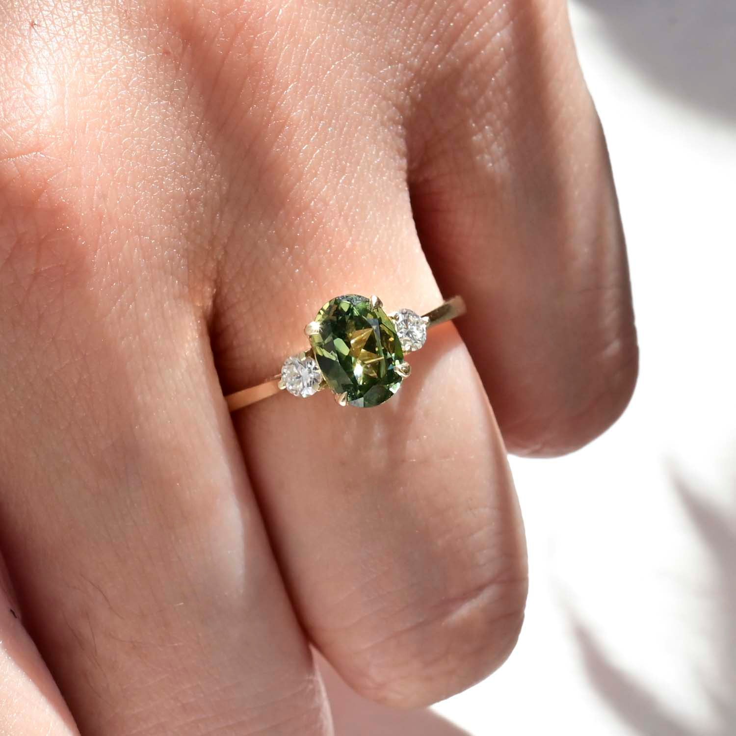 Green stone ring discount