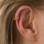 18ct Gold Twisted Cartilage Helix Hoop Earrings