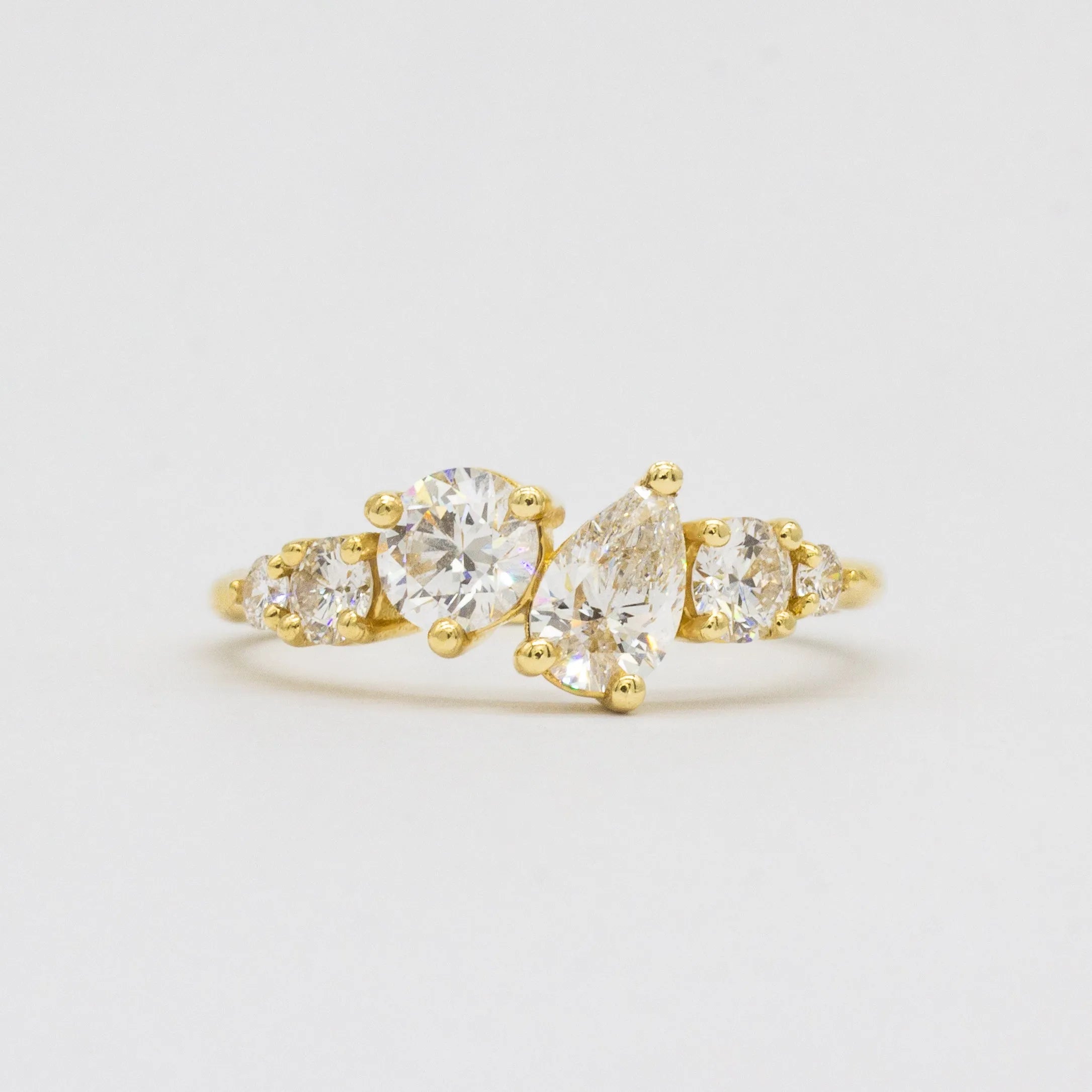 18ct Yellow Gold Asymmetric Diamond Engagement Ring