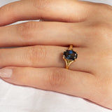 18ct Yellow Gold Blue Sapphire Split Shank Engagement Ring