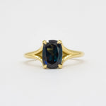 18ct Yellow Gold Blue Sapphire Split Shank Engagement Ring