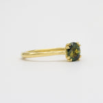 18ct Yellow Gold Double Prong Green Sapphire Engagement Ring