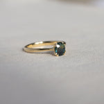18ct Yellow Gold Double Prong Green Sapphire Engagement Ring
