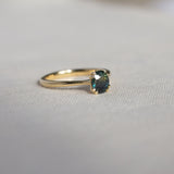 18ct Yellow Gold Double Prong Green Sapphire Engagement Ring