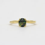 18ct Yellow Gold Double Prong Green Sapphire Engagement Ring