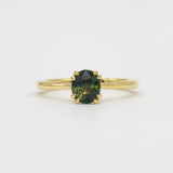 18ct Yellow Gold Double Prong Green Sapphire Engagement Ring