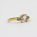 18ct Yellow Gold Pink and Green Sapphire Engagement Ring with Diamonds