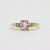 18ct Yellow Gold Pink and Green Sapphire Engagement Ring with Diamonds