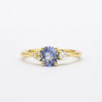 Cornflower Blue Sapphire Engagement Ring with Asymmetric Diamonds-Engagement Rings-Wild Fawn Jewellery