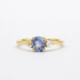 Cornflower Blue Sapphire Engagement Ring with Asymmetric Diamonds-Engagement Rings-Wild Fawn Jewellery