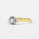 Cornflower Blue Sapphire Engagement Ring with Asymmetric Diamonds-Engagement Rings-Wild Fawn Jewellery