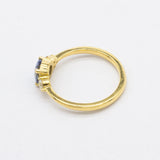 Cornflower Blue Sapphire Engagement Ring with Asymmetric Diamonds-Engagement Rings-Wild Fawn Jewellery