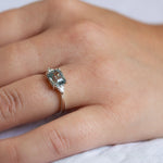 White Gold East-West Blue Emerald Cut Sapphire Engagement Ring-Engagement Rings-Wild Fawn Jewellery