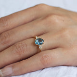 Blue Oval Sapphire Engagement Ring with Pear Accent Diamonds-Engagement Rings-Wild Fawn Jewellery