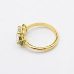 Emerald Cut Diamond Trilogy Engagement Ring with Green Sapphires-Engagement Rings-Wild Fawn Jewellery