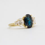 5-Stone Blue Oval Sapphire and Diamond Engagement Ring