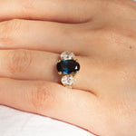 5-Stone Blue Oval Sapphire and Diamond Engagement Ring