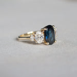 5-Stone Blue Oval Sapphire and Diamond Engagement Ring
