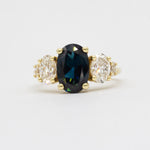 5-Stone Blue Oval Sapphire and Diamond Engagement Ring