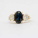 5-Stone Blue Oval Sapphire and Diamond Engagement Ring