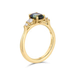 5 Stone Wed-fit Green Sapphire Engagement Ring