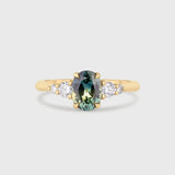 5 Stone Wed-fit Green Sapphire Engagement Ring