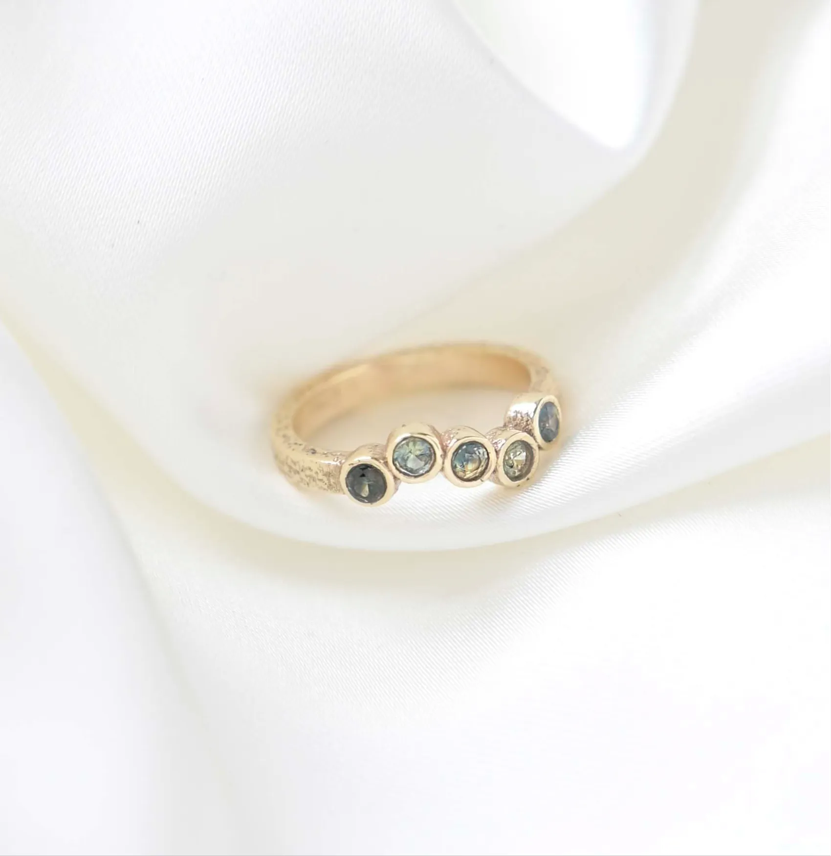 9ct Gold Ombre Sapphire Five Stone Engagement Ring-Engagement Rings-Wild Fawn Jewellery