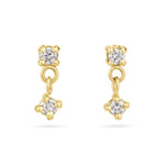 9ct Gold Double Diamond Drop Earrings
