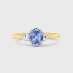 9ct Gold Five Stone Cornflower Blue Sapphire and Diamond Engagement Ring
