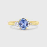 9ct Gold Five Stone Cornflower Blue Sapphire and Diamond Engagement Ring