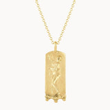 9ct Gold Goddess Aphrodite Rectangle Pendant Necklace