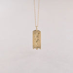 9ct Gold Goddess Aphrodite Rectangle Pendant Necklace
