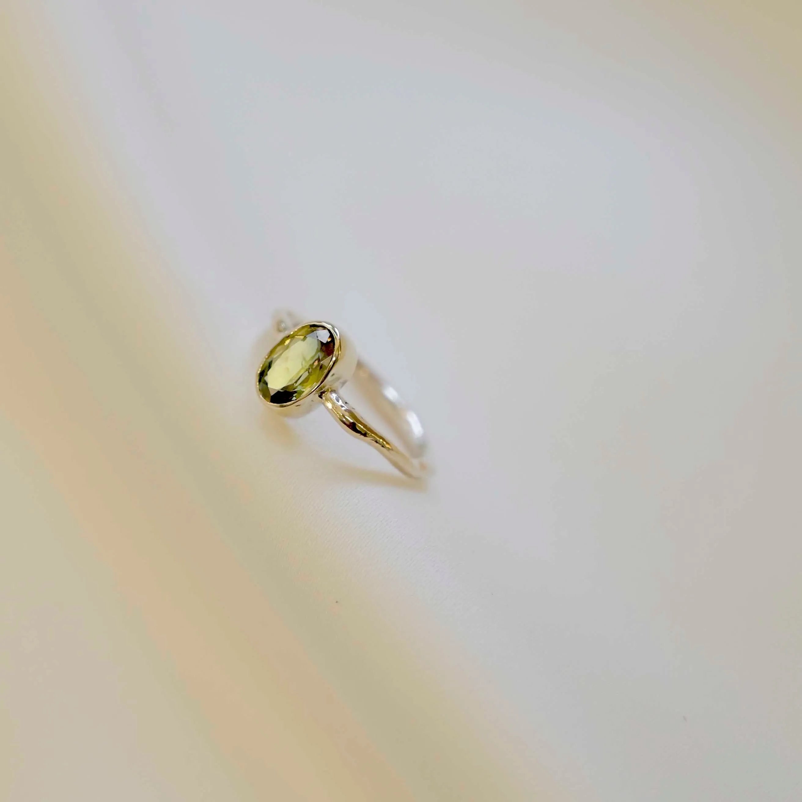 9ct Gold Green Bi-Colour Sapphire Solitaire Organic Engagement Ring