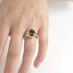 9ct Gold Green Tourmaline Three Stone Statement Engagement Ring