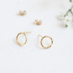 9ct Gold Hammered Small Circle Earrings