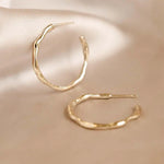 9ct Gold Medium Organic Hoop Earrings