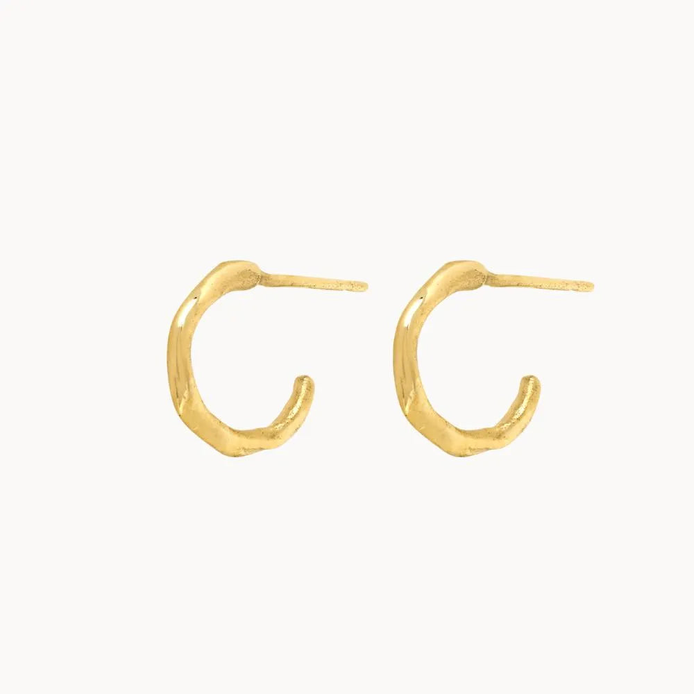 9ct Gold Mini Organic Hoop Earrings