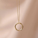 9ct Gold Organic Circle Pendant Necklace