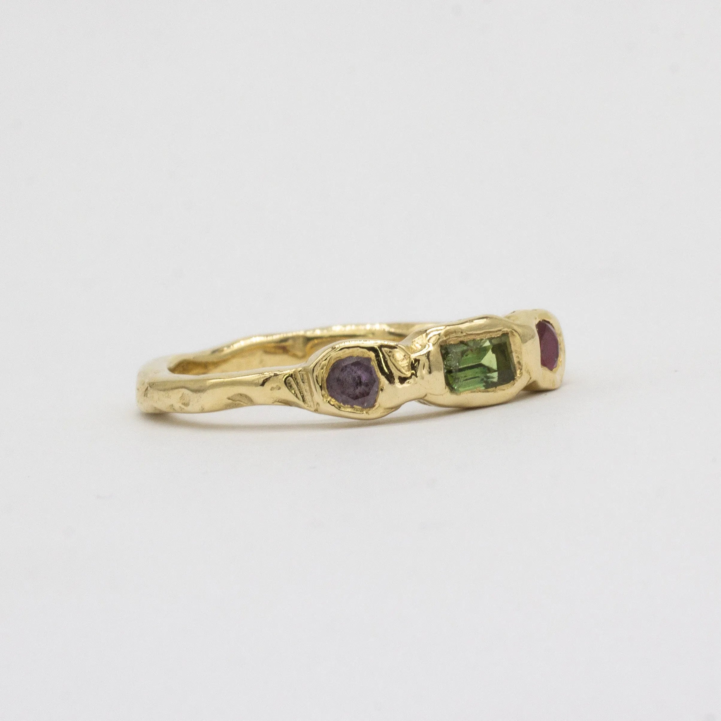 9ct Gold Organic Three Stone Ring
