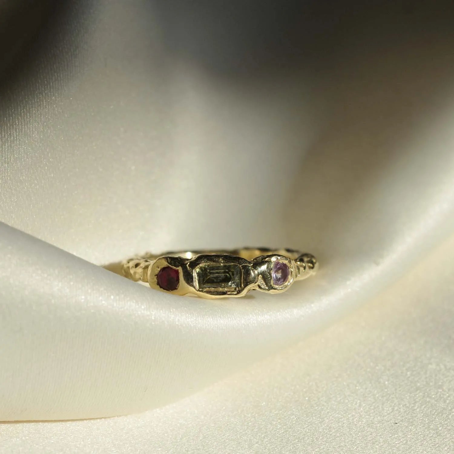 9ct Gold Organic Three Stone Ring