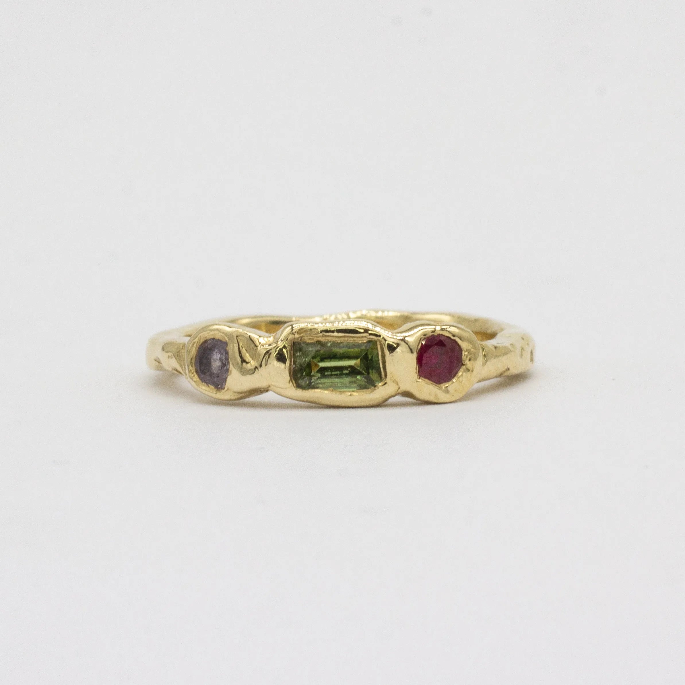 9ct Gold Organic Three Stone Ring