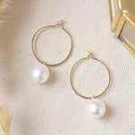 9ct Gold Pearl Hoops