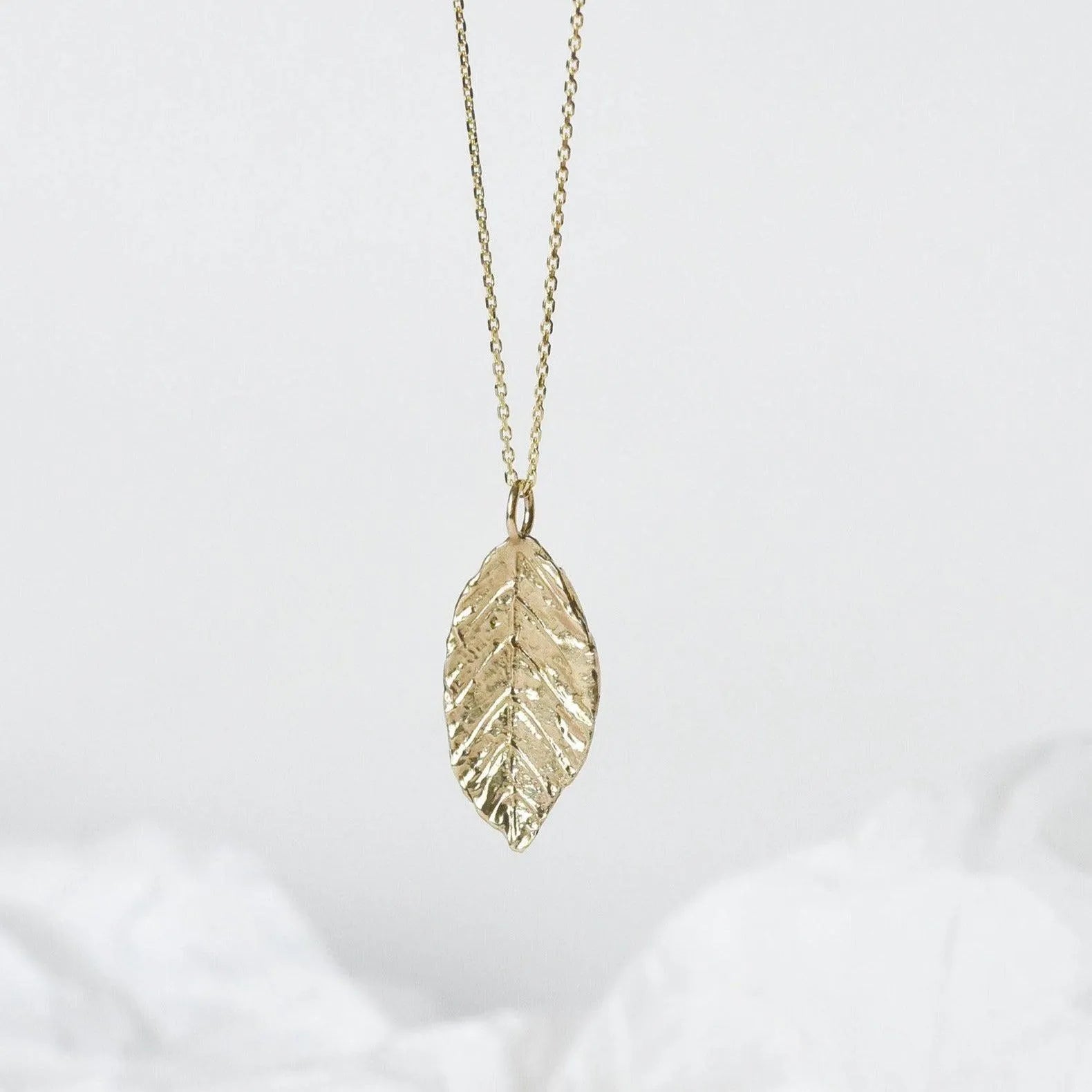 9ct Gold Personalised Leaf Necklace