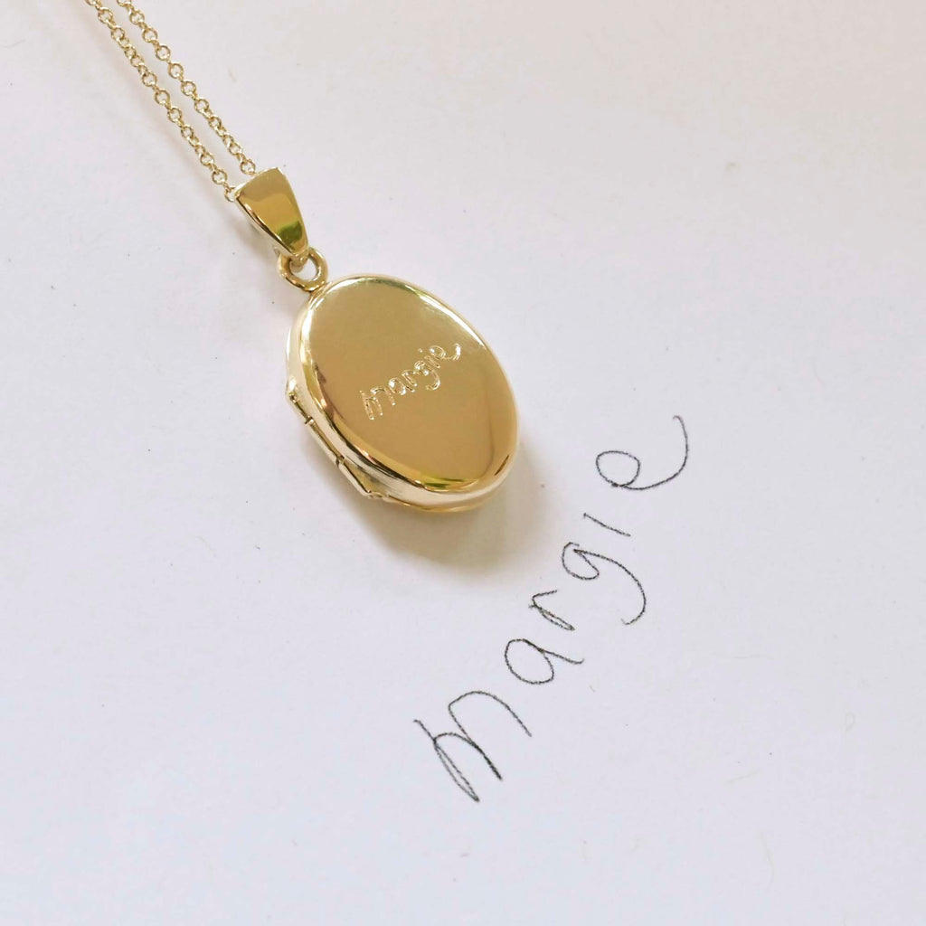 9ct Gold Personalised Oval Locket Necklace