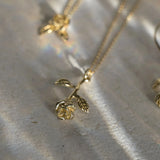 9ct Gold 'Roses Are Red' Stem Pendant Necklace