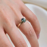 9ct Gold Teal Sapphire Solitaire Twisted Engagement Ring