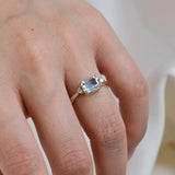 9ct Gold Three Stone Aquamarine Engagement Ring