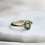 9ct Gold Three Stone Green Sapphire Lowfit Engagement Ring